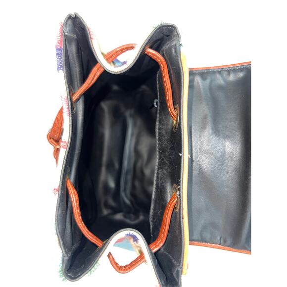 Authentic Marco Avane’ Rug Bag – Handcrafted Dhurrie Backpack with Leather Trim - Picture 10 of 12